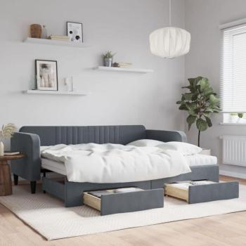TORANA Sofá Cama Multifuncional Nido en Terciopelo Gris – 90×200 cm