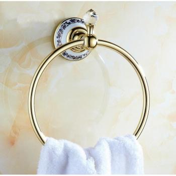 Solid Brass Gold Finished Round Towel Ring
