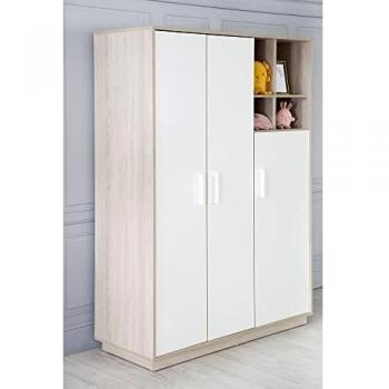 Armadio Olaf 3 Ante Soft-Close, Ripiano Aperto, Bianco, 190 x 132 x 53 cm