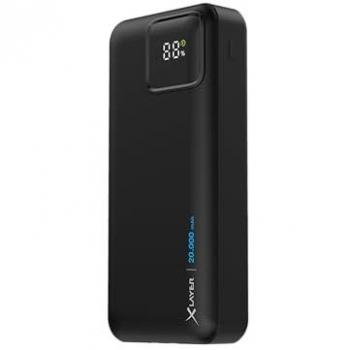 Xlayer 20.000 mAh Powerbank mit integriertem USB-C und Lightning Kabel, 20W Schnellladung, kompakt und tragbar
