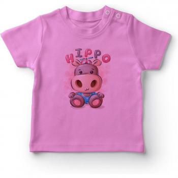 Pink Baby T-Shirt with Cute Hippo Puppy Design