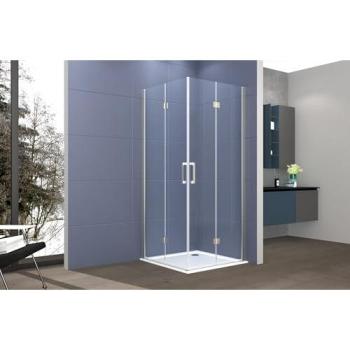 SatinPorta 200 cm – Box Doccia Angolare 80/80, Cristallo 6 mm, Apertura Doppia