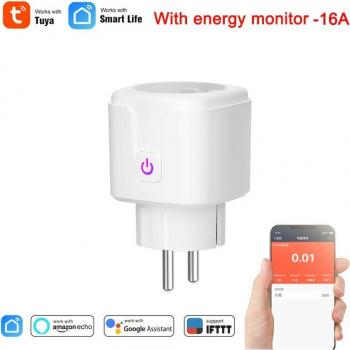 Tuya Smart Life Compatible 16A EU WiFi Socket with Energy Monitoring