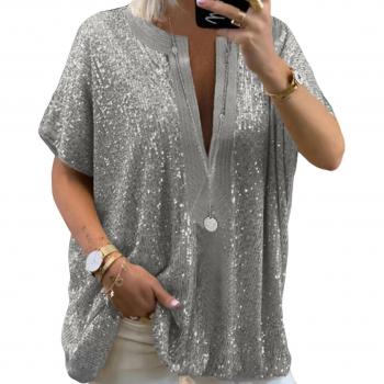 Blusa de Lentejuelas Plata para Mujer