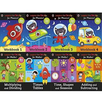 Ladybird I Am Ready Phonics Workbooks And Maths 8 Books Collection Set