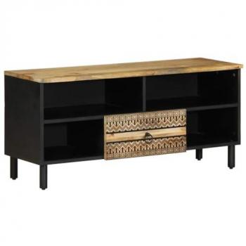 VidaXL Black TV Cabinet 100x33.5x46 cm Solid Rough Wood Mango