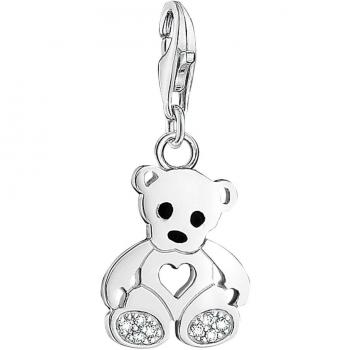 THOMAS SABO Charm-Einhänger »Teddybär mit Herz, 1119-041-14«, mit Zirkonia (synth.)
