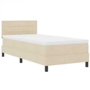 Letto a molle con soppresso e materasso crema 90x200 cm stoffa