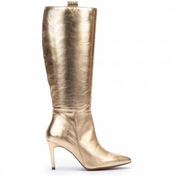 Botas Martinelli de piel con cremallera y planta de gel en color oro