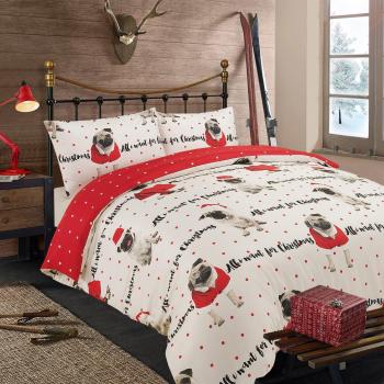 Dreamscene Mops‑Bettbezug Doppel – 2 Personen – Rot