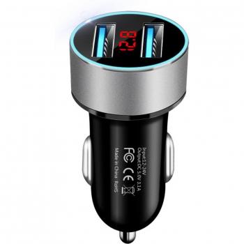 Chargeur voiture 3.1A à double port USB avec affichage