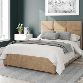 Caine Storage Ottoman Bed Firenze Velour Fabric Champagne Superking