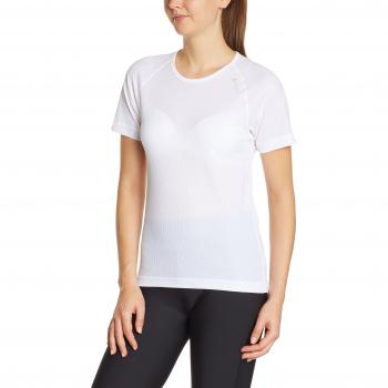 Odlo, T-shirt Sportiva Donna Maniche Corte Collo Rotondo Cubic, Bianco