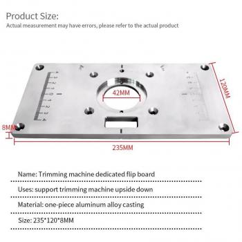 Plateau de fraisage – Table routeur aluminium avec plaque d’insertion 120x235x8