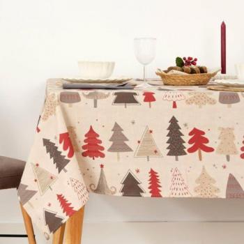 Mantel Navideño Antimanchas Laponia 100% Algodón Impermeable 100x155 cm