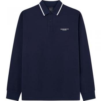 Haut polo Hackett Tipped avec manches longues, bleu marine – XL+