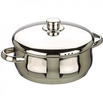 IBILI Oslo Belly Shaped Casserole and Lid, Silver, 22 cm, Induction Ready