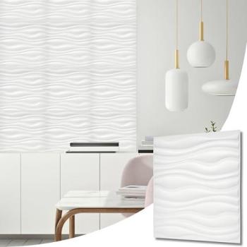 EclipseWave 3D Panel Bundle – 50×50 cm White Cladding, 6 Sheets for Walls