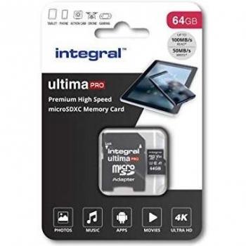 Ultimapro 64 GB microSDHC Speicherkarte mit Adapter – Klasse 10, UHS‑I U3, 100 MB/s, Video Speed Class V30