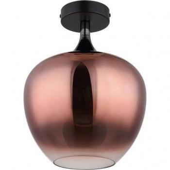 Deckenleuchte mit schwarzem Mattfinish und kupfernem Glasschirm