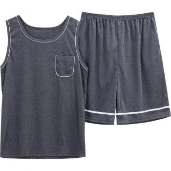 Men's Gray Nightwear Vest Pajama Set
