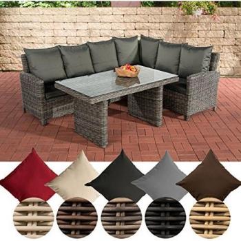 Gartengarnitur CLP MINARI 6‑Sitzer Polyrattan – Pflegeleicht