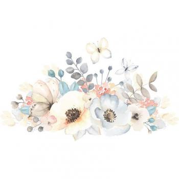 Watercolor Flower and Butterfly Wall Decals for Bedroom and Living Room