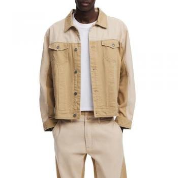 Desigual Uomo Giacca di Jeans a Contrasto Marrone XL