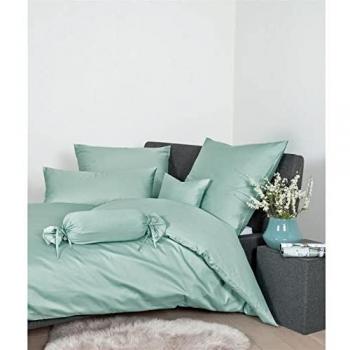Tissu de lit Janine – satin maco et coton mercerisé, finition soie, couleur verte 135x200 cm