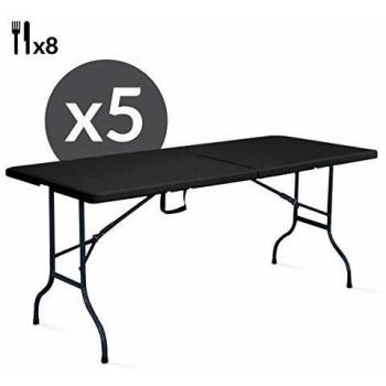 5 Tavoli da campeggio pieghevoli neri