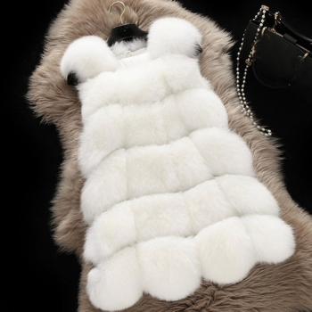 Gilet de Chauffe Femme Faux Pelage Blanc 2XL