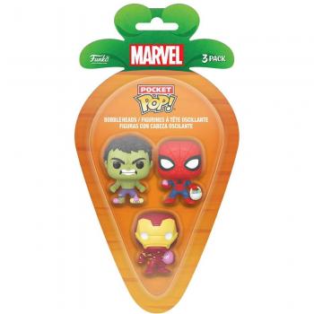 Pack de 3 figurines Pocket POP! Marvel Spider-Man, Iron Man et Hulk 4 cm