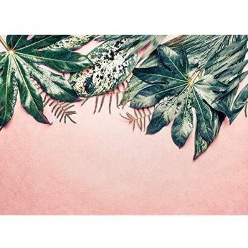 Tapisserie Panoramique Feuilles Roses et Verts pour Bureau