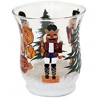 SIGRO Nussknacker‑Glaswindlicht 8 cm – Weihnachtsdesign