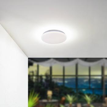 Plafonnier LED extérieur Kirkola Lindby 3000 K Ø 34 cm blanc