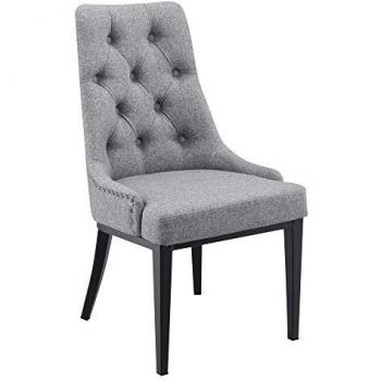 En.casa Chester Polsterstuhl, Esszimmerstuhl Hellgrau mit Chesterfield-Muster