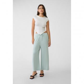 Culotte celeste M in misto lino Stradivarius
