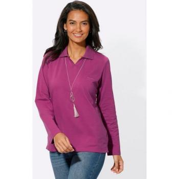 Pinkes Langarm-Poloshirt