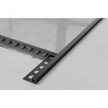 ILCOM Qs Fliesenabschlussprofil – Edelstahl, 12 mm x 270 cm, satiniert schwarz