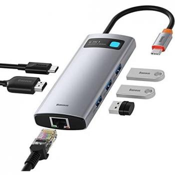 Hub USB‑C Baseus 6‑in‑1 con HDMI 4K, Porta Ethernet 1Gbps, 3xUSB A 3.0 e Power Delivery 100W