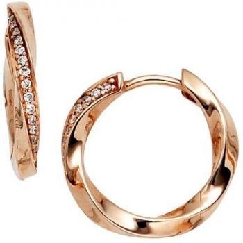 Creolen 585 Rotgold 30 Diamanten Brillanten Ohrringe