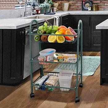 Cucina KLEPRO: Carrello Metallico a Tre Livelli con Ruote Girevoli