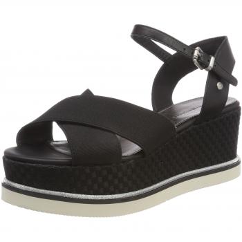 Tommy Hilfiger Damen Sporty Stretch Flatform Plateausandalen, Schwarz (Black 990), 42 EU