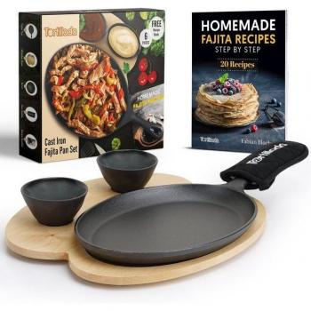 Cast Iron Fajita Pan and Dipping Bowls