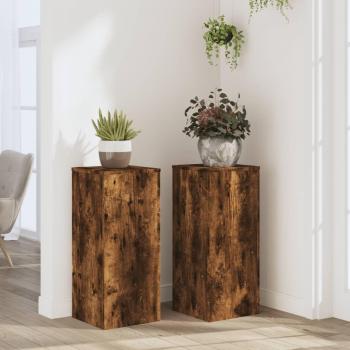 Supporti per Piante 2 pz Rovere 30x30x70 cm Legno Multistrato Vidaxl 968148