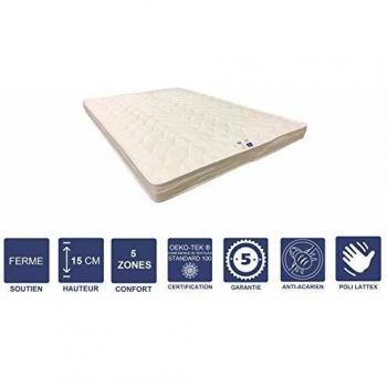 Noyau Poli Lattex HR : Matelas Canapé Lit 100x200, 15 cm d’alèse + Oreiller Visco