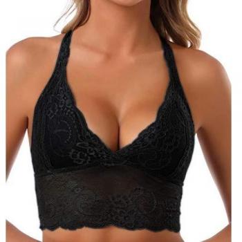 SHEKINI Damen Blumen-BH aus Spitze – Bralette ohne Riemen, racerback