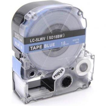 Vhbw Label Tape 18mm White on Blue for KingJim SR150, SR180, SR230C