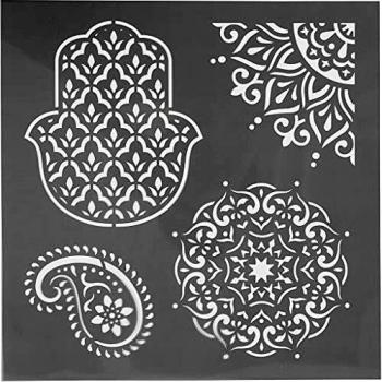 Pochoir, motifs ethniques, 30,5x30,5 cm, ép. 0,31 mm