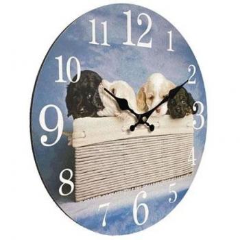 Retro 12 MDF Wall Clock, 34×34×2.5 cm, 4 Puppy Design